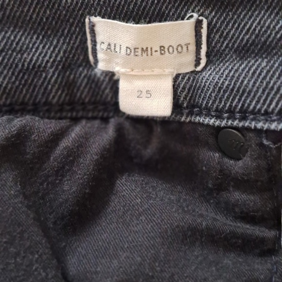 High Rise Madewell Cali Demi-Boot Jeans Black Sz 25 Raw Hem Crop Flare Denim - Picture 10 of 14